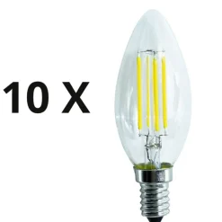 Ideal Lux Confezione n10 lampadine e14 led 4w 3000k 470lm oliva trasparente