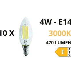 Ideal Lux Confezione n10 lampadine e14 led 4w 3000k 470lm oliva trasparente
