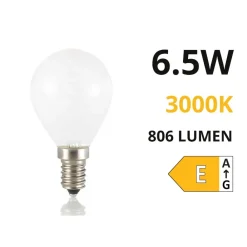 Life Electronics Life lampadina e14 led 6,5w 3000k 806lm mini sfera bianca vetro milky