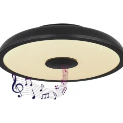 Selezionato da Mazzolaluce Plafoniera da bagno bluetooth led rgb nera con cassa e telecomando