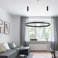 Selezionato da Mazzolaluce Lampadario anello nero 120cm led 72w 2700k a 6000k dimmerabile