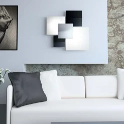 Top Light Plafoniera shadow cromo moderna bianco nero rettangolare